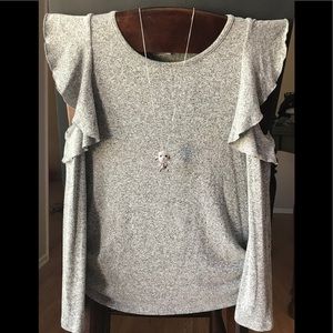 Pleione Heather Grey Cold Shoulder LS Sweater
